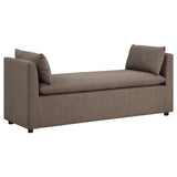 Robin Brown Upholstered Accent Bench with Raised Arms and Pillows from Coaster - Luna Furniture