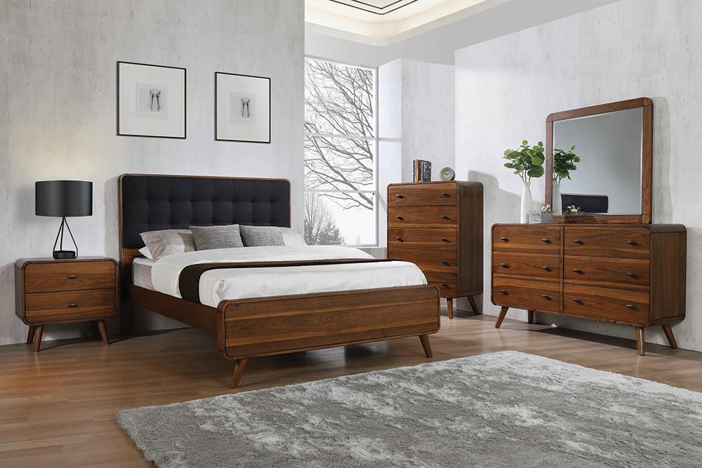 Robyn Dark Walnut 4-Piece Eastern King Bedroom Set with Upholstered Tufted Headboard from Coaster - Luna Furniture