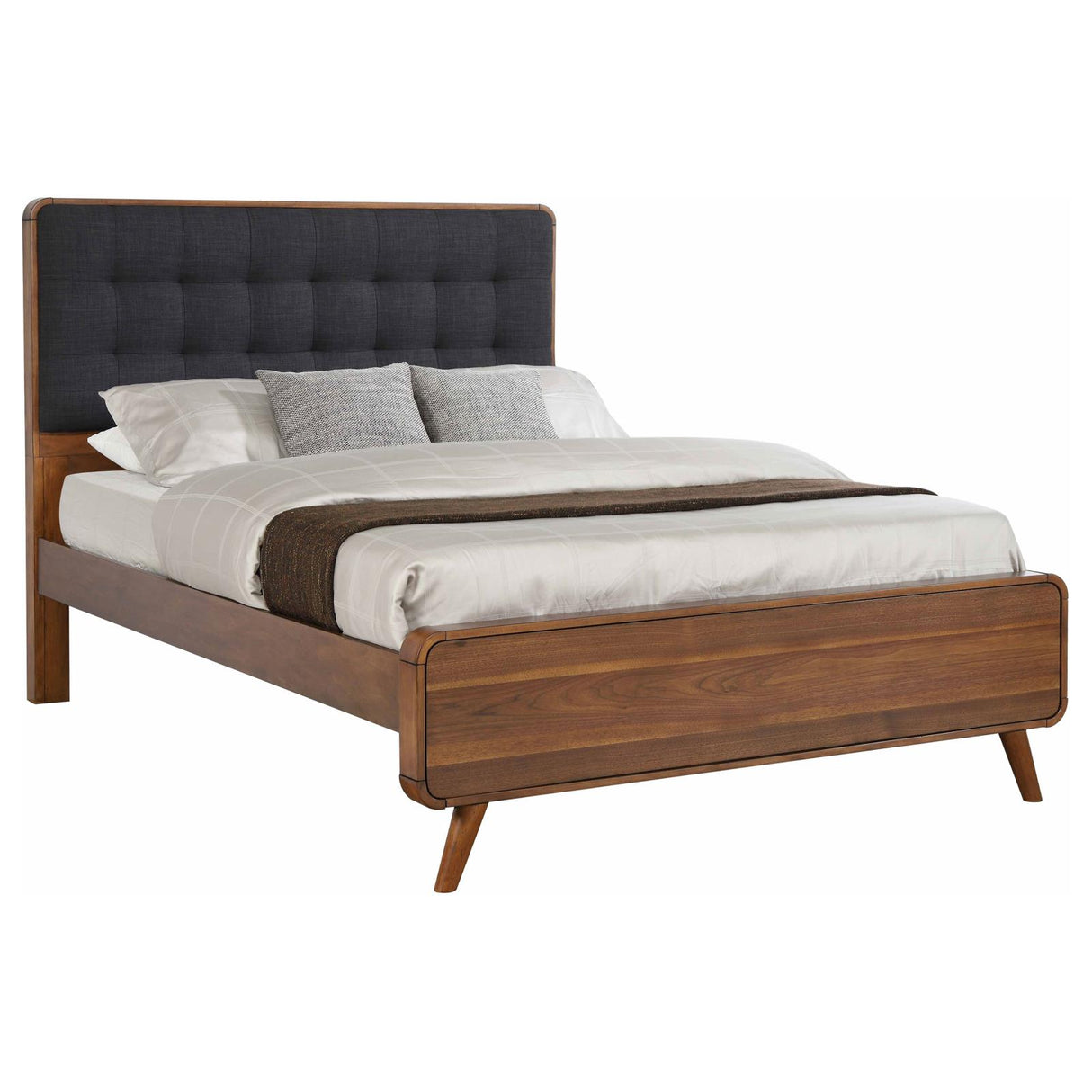 Robyn California King Bed with Upholstered Headboard Dark Walnut from Coaster - Luna Furniture