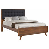 Robyn California King Bed with Upholstered Headboard Dark Walnut from Coaster - Luna Furniture