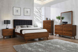 Robyn California King Bed with Upholstered Headboard Dark Walnut from Coaster - Luna Furniture