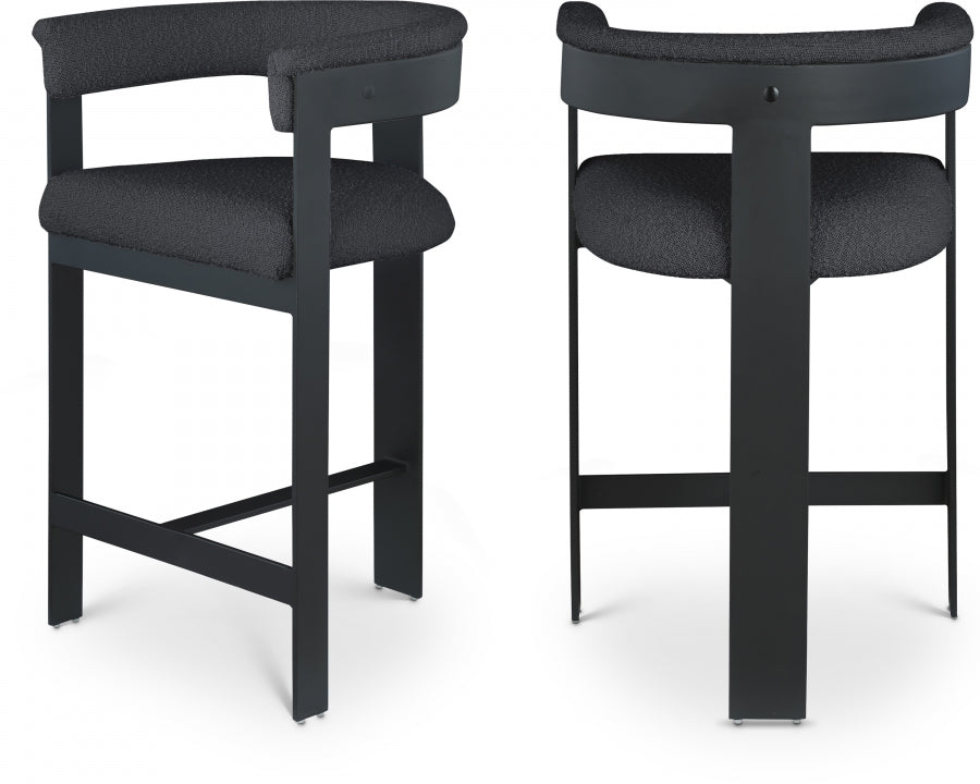 Romeo Boucle Fabric Bar / Counter Stools Black from Meridian - Luna Furniture