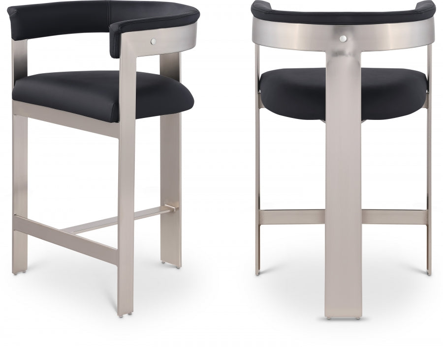 Romeo Faux Leather Bar / Counter Stools Black from Meridian - Luna Furniture