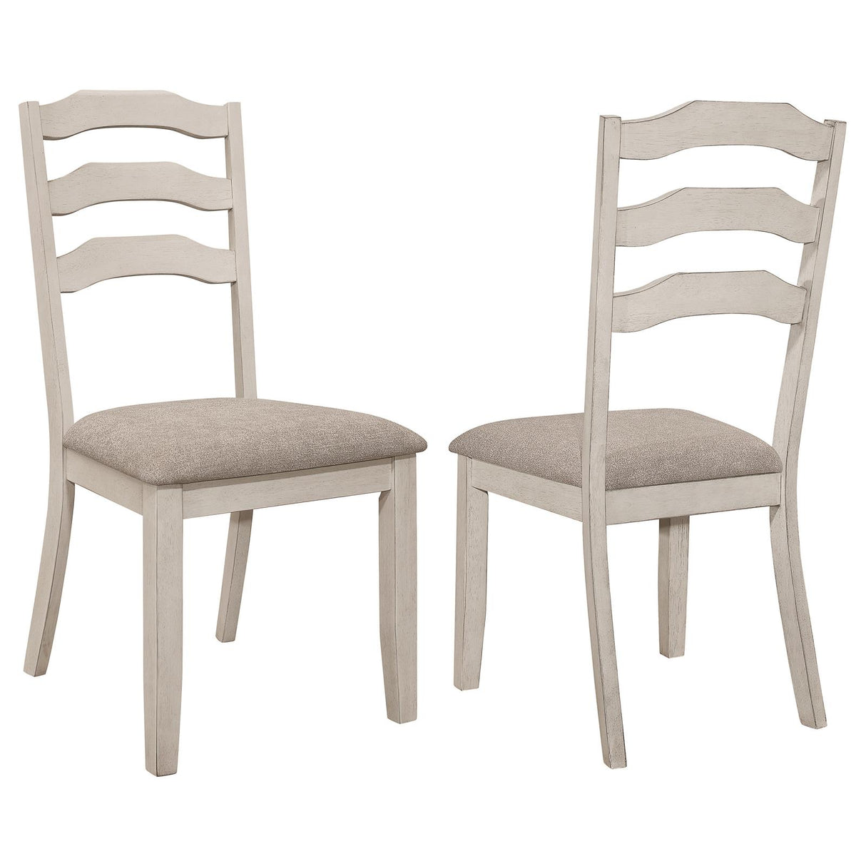 Ronnie Ladder Back Padded Seat Dining Side Chair Khaki and Rustic Cream (Set of 2) from Coaster - Luna Furniture