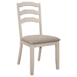 Ronnie Ladder Back Padded Seat Dining Side Chair Khaki and Rustic Cream (Set of 2) from Coaster - Luna Furniture