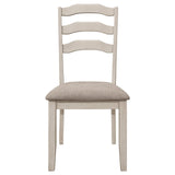 Ronnie Ladder Back Padded Seat Dining Side Chair Khaki and Rustic Cream (Set of 2) from Coaster - Luna Furniture