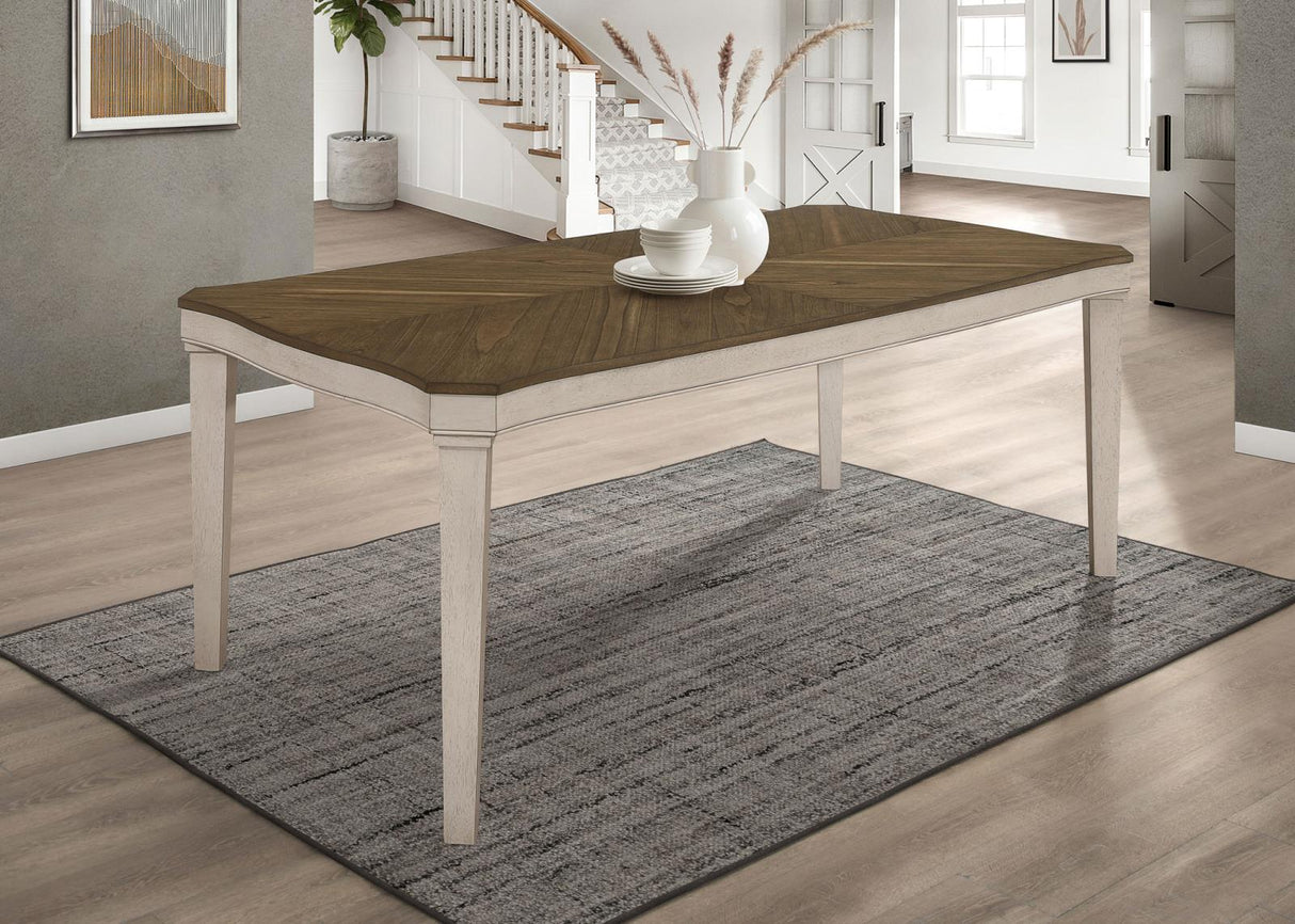 Ronnie Starburst Dining Table Nutmeg and Rustic Cream from Coaster - Luna Furniture