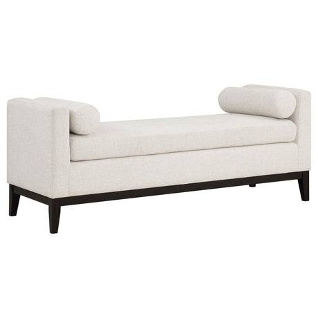 Rosie Vanilla Upholstered Accent Bench with Raised Arms and Pillows from Coaster - Luna Furniture