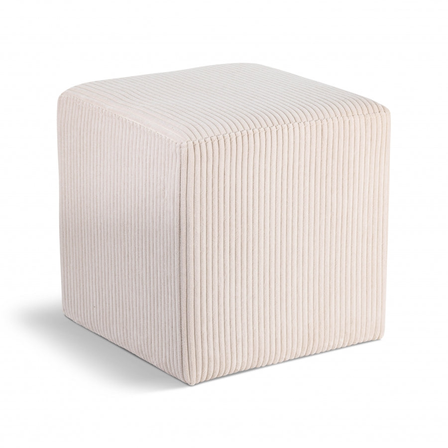 Roy Microsuede Fabric Ottoman / Stool Beige from Meridian - Luna Furniture