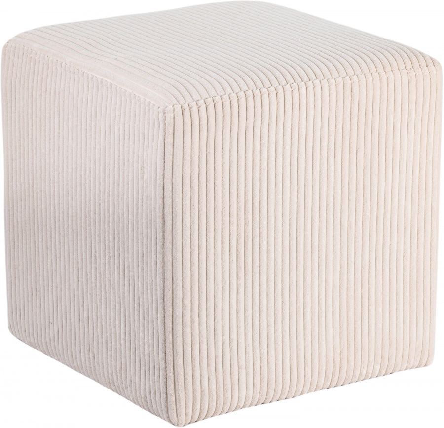 Roy Microsuede Fabric Ottoman / Stool Beige from Meridian - Luna Furniture