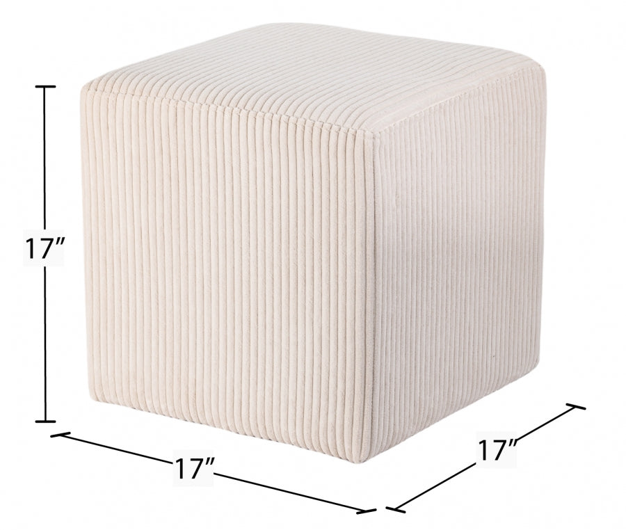 Roy Microsuede Fabric Ottoman / Stool Beige from Meridian - Luna Furniture