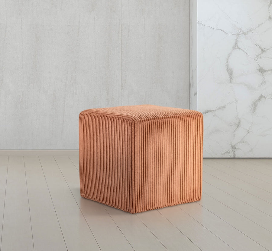 Roy Microsuede Fabric Ottoman / Stool Cognac from Meridian - Luna Furniture