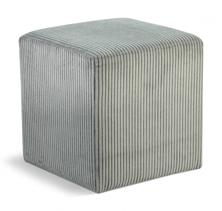 Roy Microsuede Fabric Ottoman / Stool Grey from Meridian - Luna Furniture