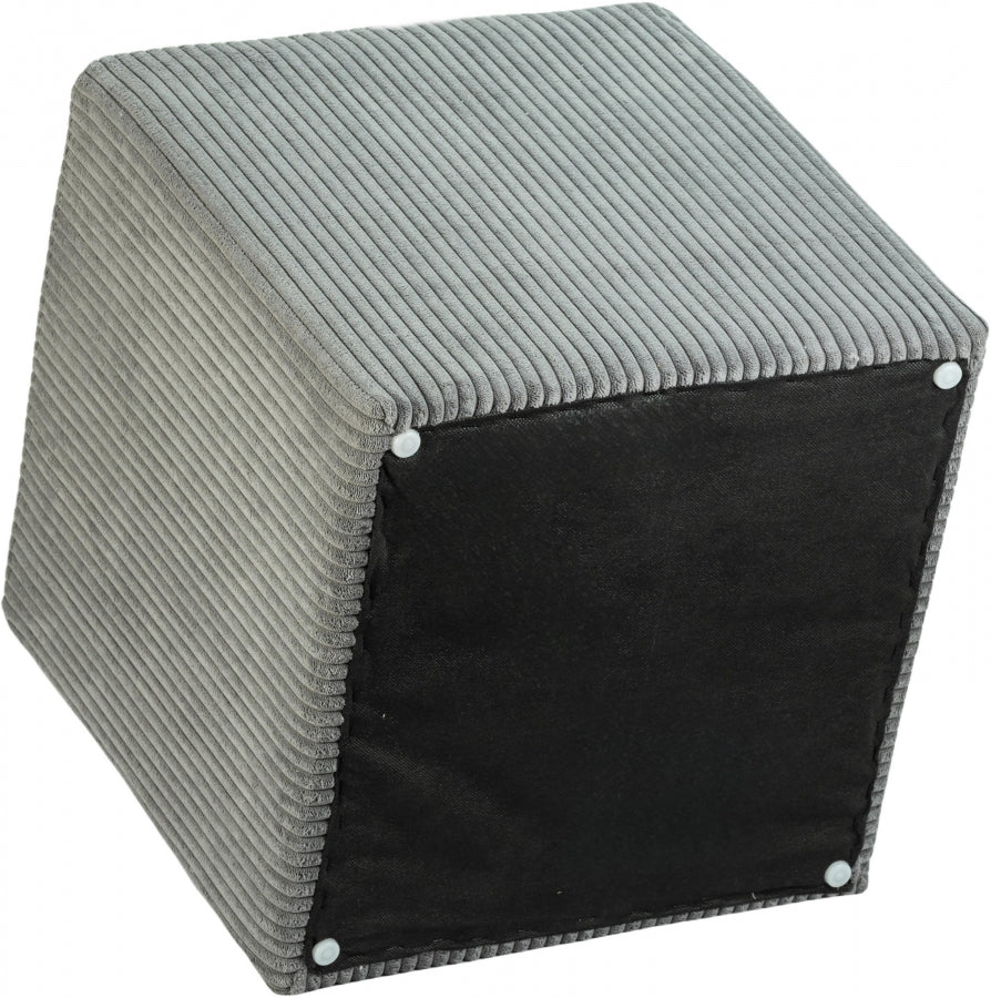 Roy Microsuede Fabric Ottoman / Stool Grey from Meridian - Luna Furniture