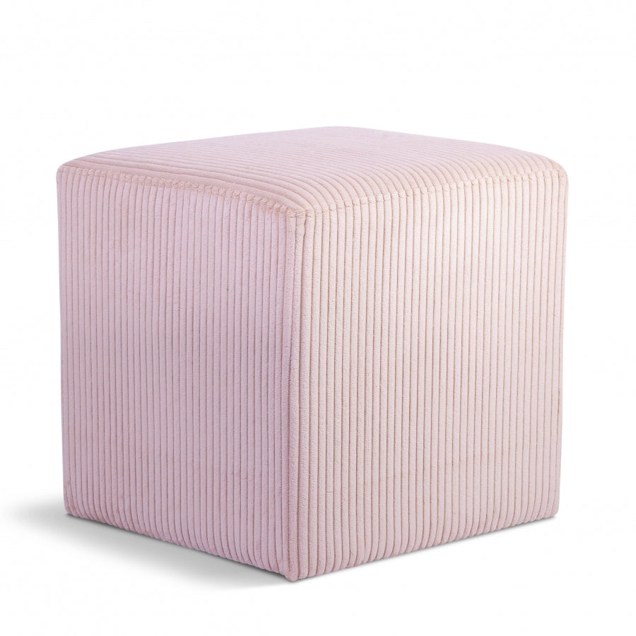 Roy Microsuede Fabric Ottoman / Stool Pink from Meridian - Luna Furniture