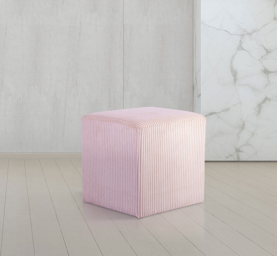 Roy Microsuede Fabric Ottoman / Stool Pink from Meridian - Luna Furniture