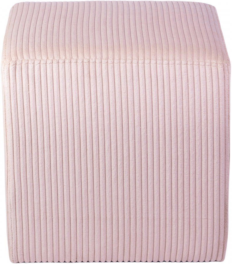 Roy Microsuede Fabric Ottoman / Stool Pink from Meridian - Luna Furniture