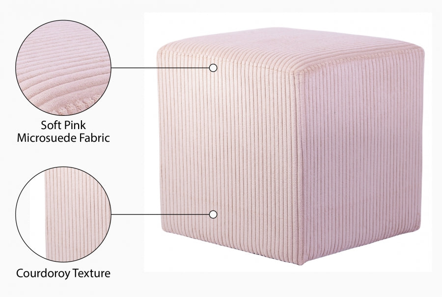 Roy Microsuede Fabric Ottoman / Stool Pink from Meridian - Luna Furniture