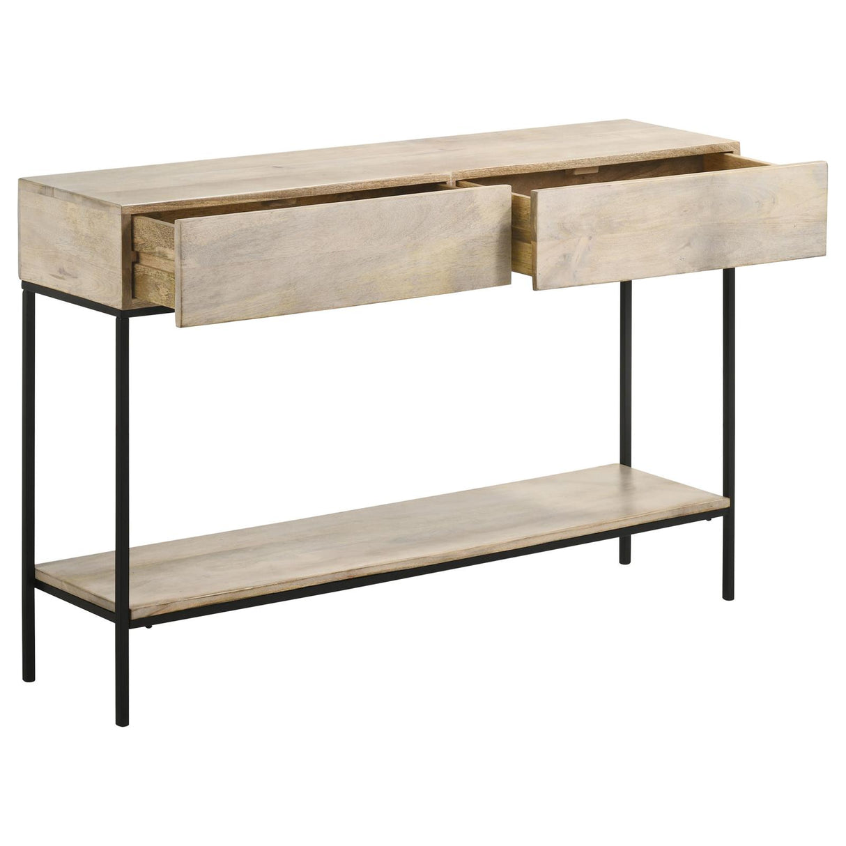 Rubeus White Washed 2-Drawer Console Table with Open Shelf from Coaster - Luna Furniture