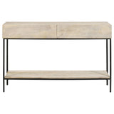 Rubeus White Washed 2-Drawer Console Table with Open Shelf from Coaster - Luna Furniture