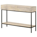 Rubeus White Washed 2-Drawer Console Table with Open Shelf from Coaster - Luna Furniture