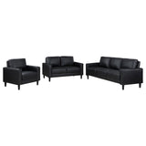 Ruth 3-piece Upholstered Track Arm Faux Leather Sofa Set Black from Coaster - Luna Furniture