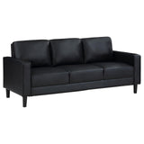 Ruth 3-piece Upholstered Track Arm Faux Leather Sofa Set Black from Coaster - Luna Furniture