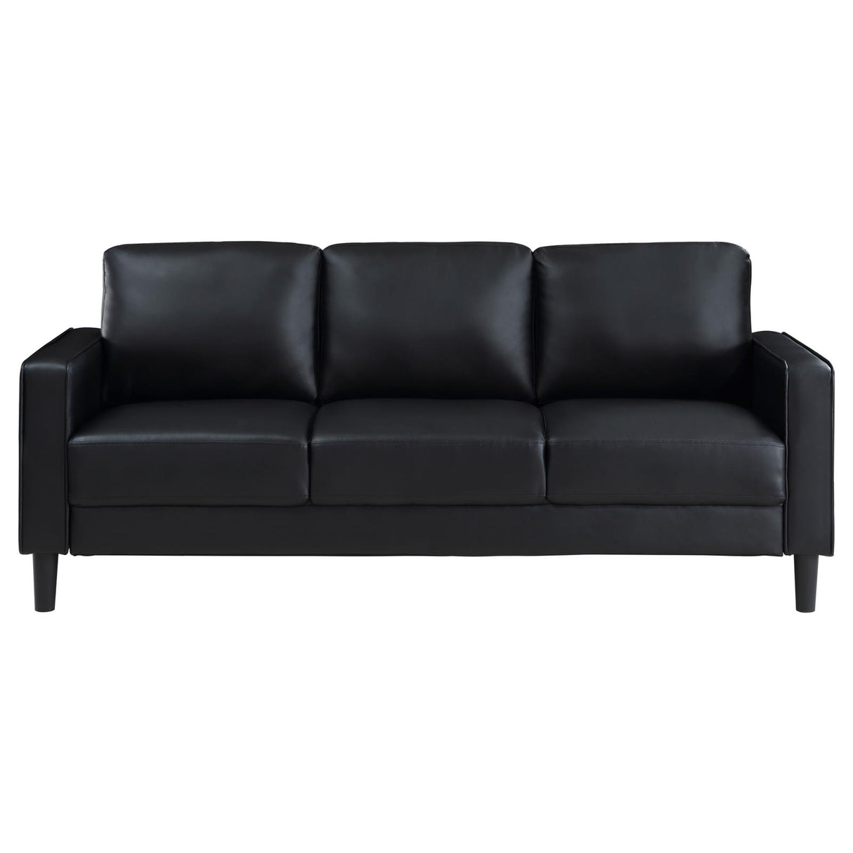 Ruth 3-piece Upholstered Track Arm Faux Leather Sofa Set Black from Coaster - Luna Furniture