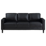 Ruth 3-piece Upholstered Track Arm Faux Leather Sofa Set Black from Coaster - Luna Furniture