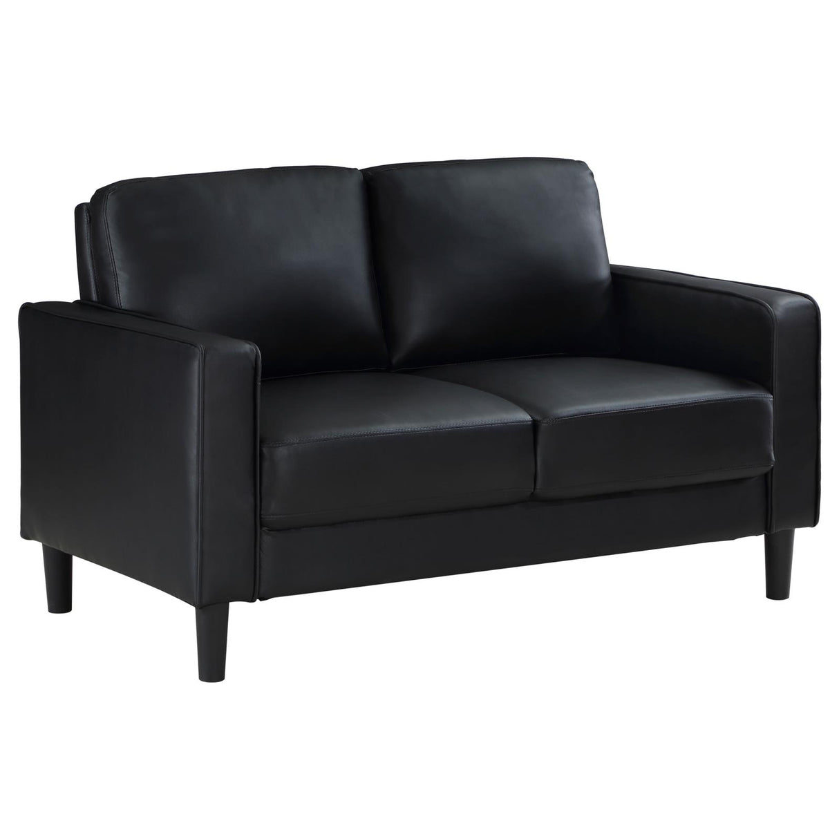 Ruth 3-piece Upholstered Track Arm Faux Leather Sofa Set Black from Coaster - Luna Furniture