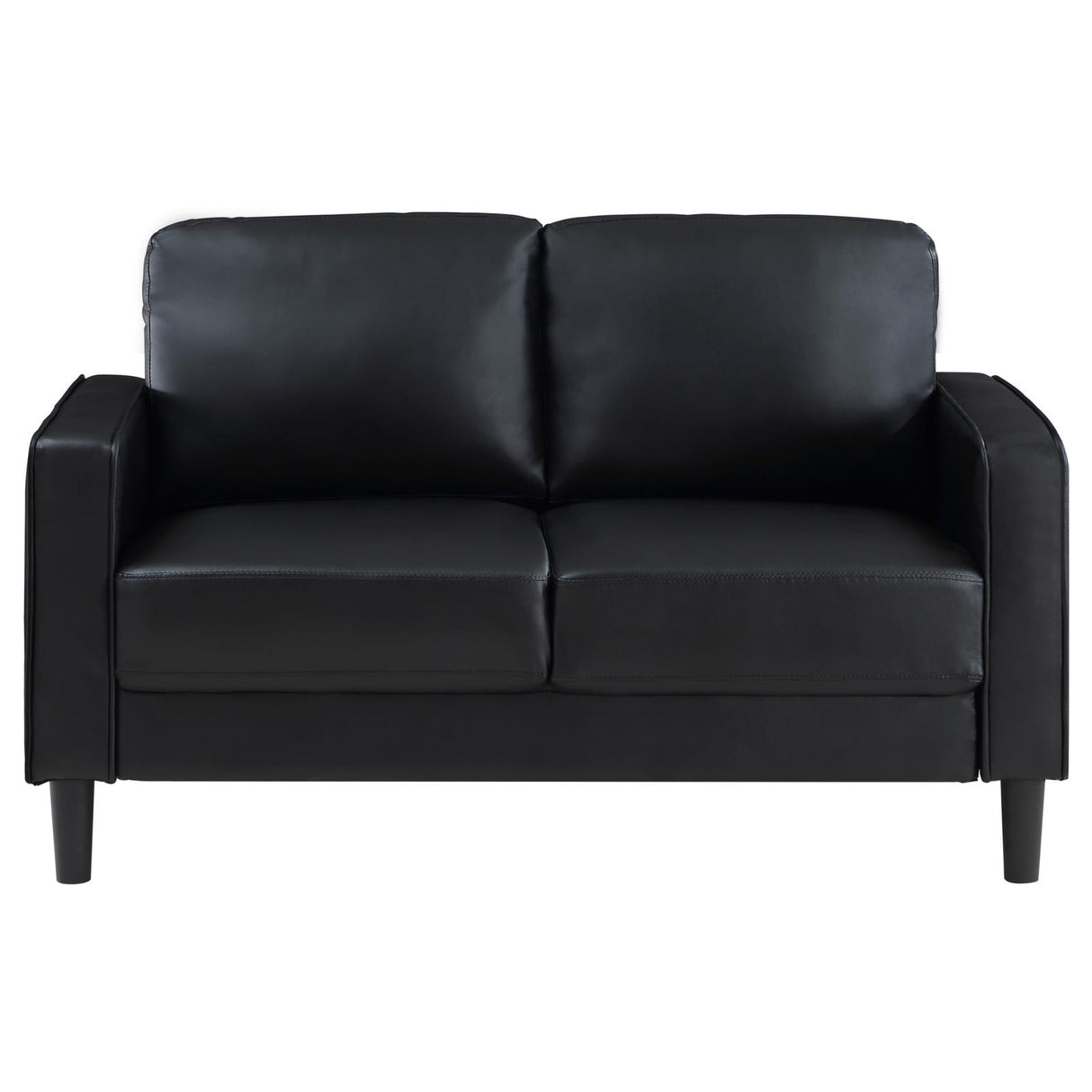 Ruth 3-piece Upholstered Track Arm Faux Leather Sofa Set Black from Coaster - Luna Furniture