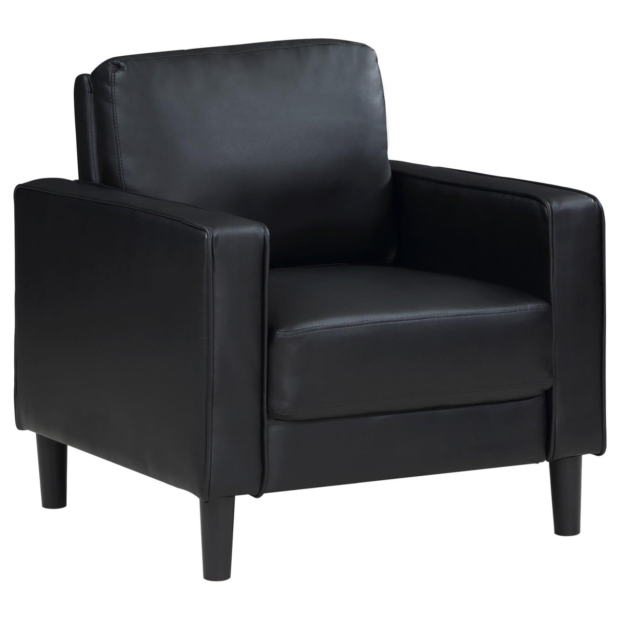 Ruth Black Faux Leather Upholstered Track Arm Accent Chair from Coaster - Luna Furniture