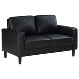 Ruth Upholstered Track Arm Faux Leather Loveseat Black from Coaster - Luna Furniture