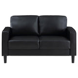 Ruth Upholstered Track Arm Faux Leather Loveseat Black from Coaster - Luna Furniture