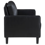 Ruth Upholstered Track Arm Faux Leather Loveseat Black from Coaster - Luna Furniture