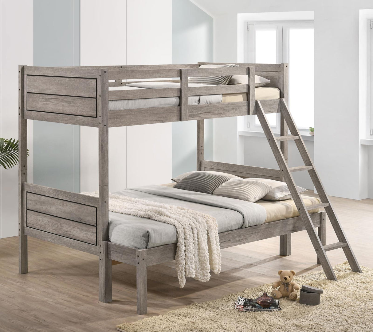 Ryder Weathered Taupe Twin over Full Bunk Bed from Coaster - Luna Furniture