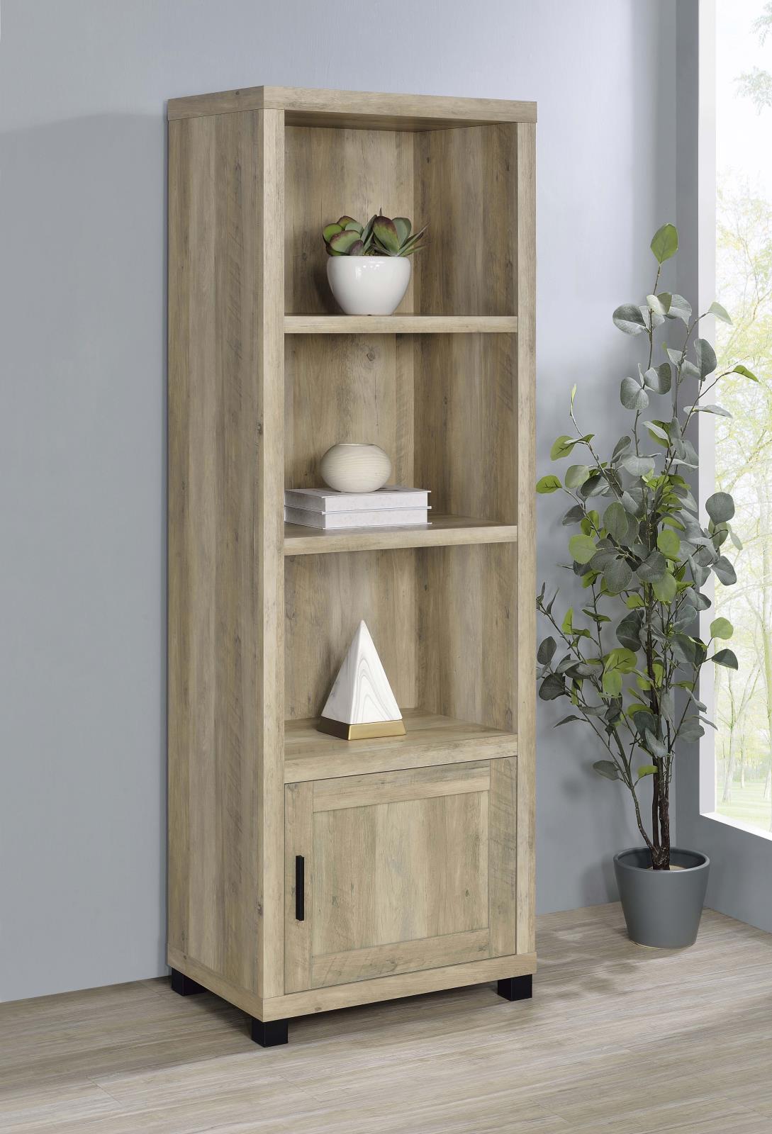 Sachin 3-shelf Media Tower With Storage Cabinet Antique Pine from Coaster - Luna Furniture