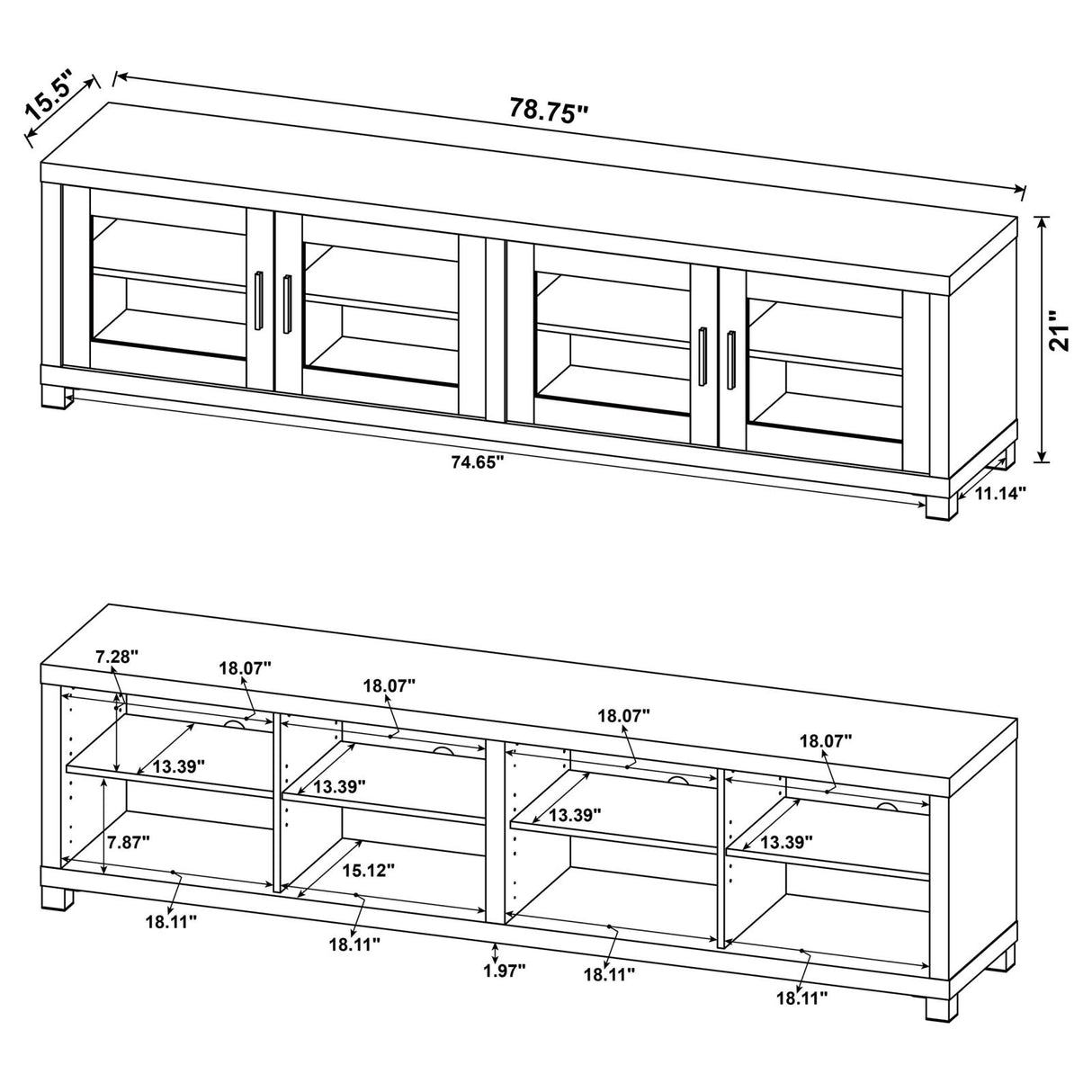 Sachin Rectangular TV Console with Glass Doors - 736283 - Luna Furniture