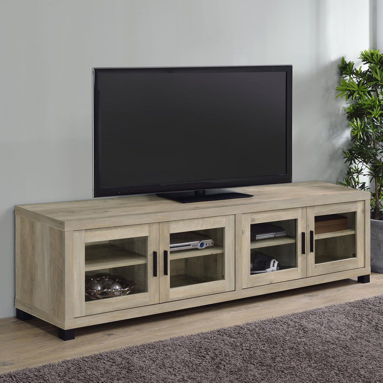 Sachin Rectangular TV Console with Glass Doors from Coaster - Luna Furniture