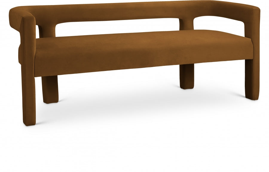 Athena Saddle Velvet Bench from Meridian - Luna Furniture