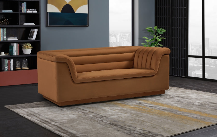 Saddle Cascade Velvet Fabric Loveseat from Meridian - Luna Furniture