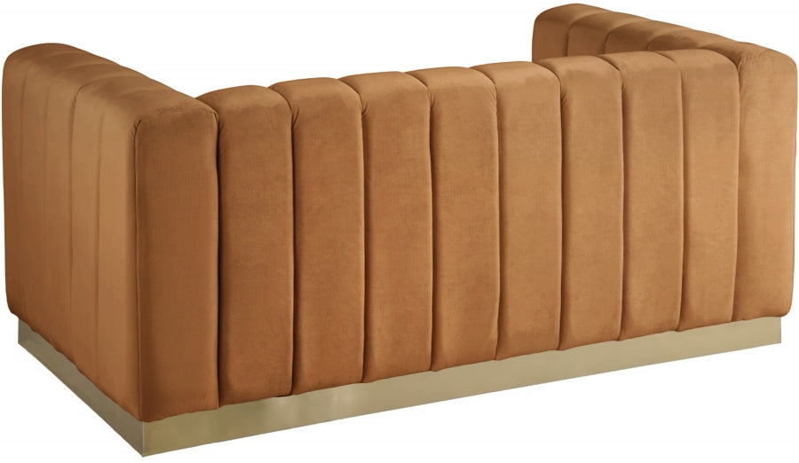 Marlon Saddle Marlon Velvet Loveseat from Meridian - Luna Furniture