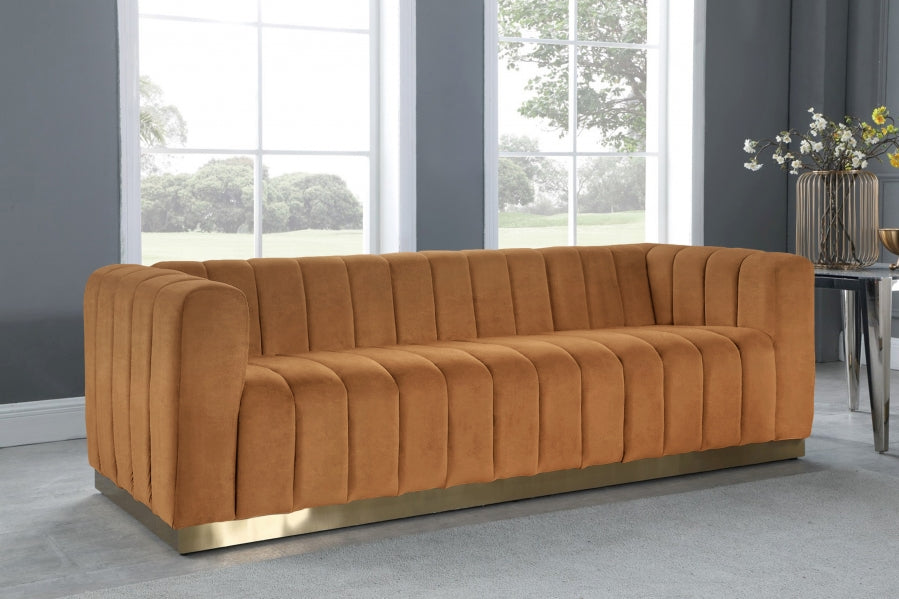 Marlon Saddle Marlon Velvet Sofa from Meridian - Luna Furniture