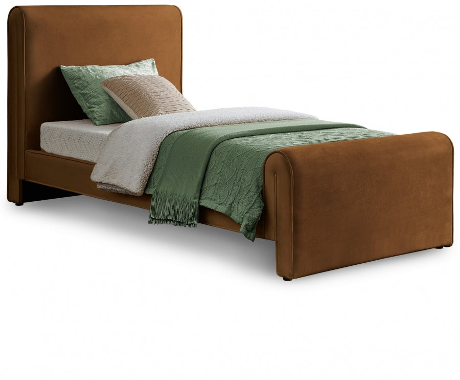 Saddle Sloan Velvet Twin Twin Bed from Meridian - Luna Furniture