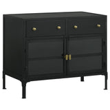 Sadler Black 2-Drawer Accent Cabinet with Glass Doors from Coaster - Luna Furniture