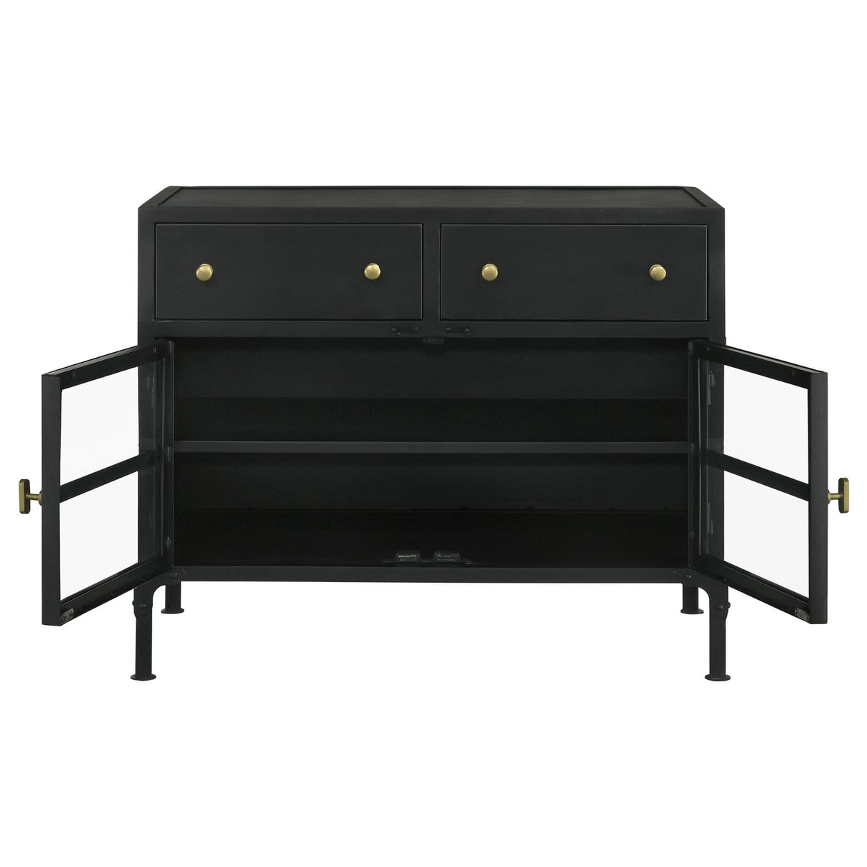 Sadler Black 2-Drawer Accent Cabinet with Glass Doors from Coaster - Luna Furniture