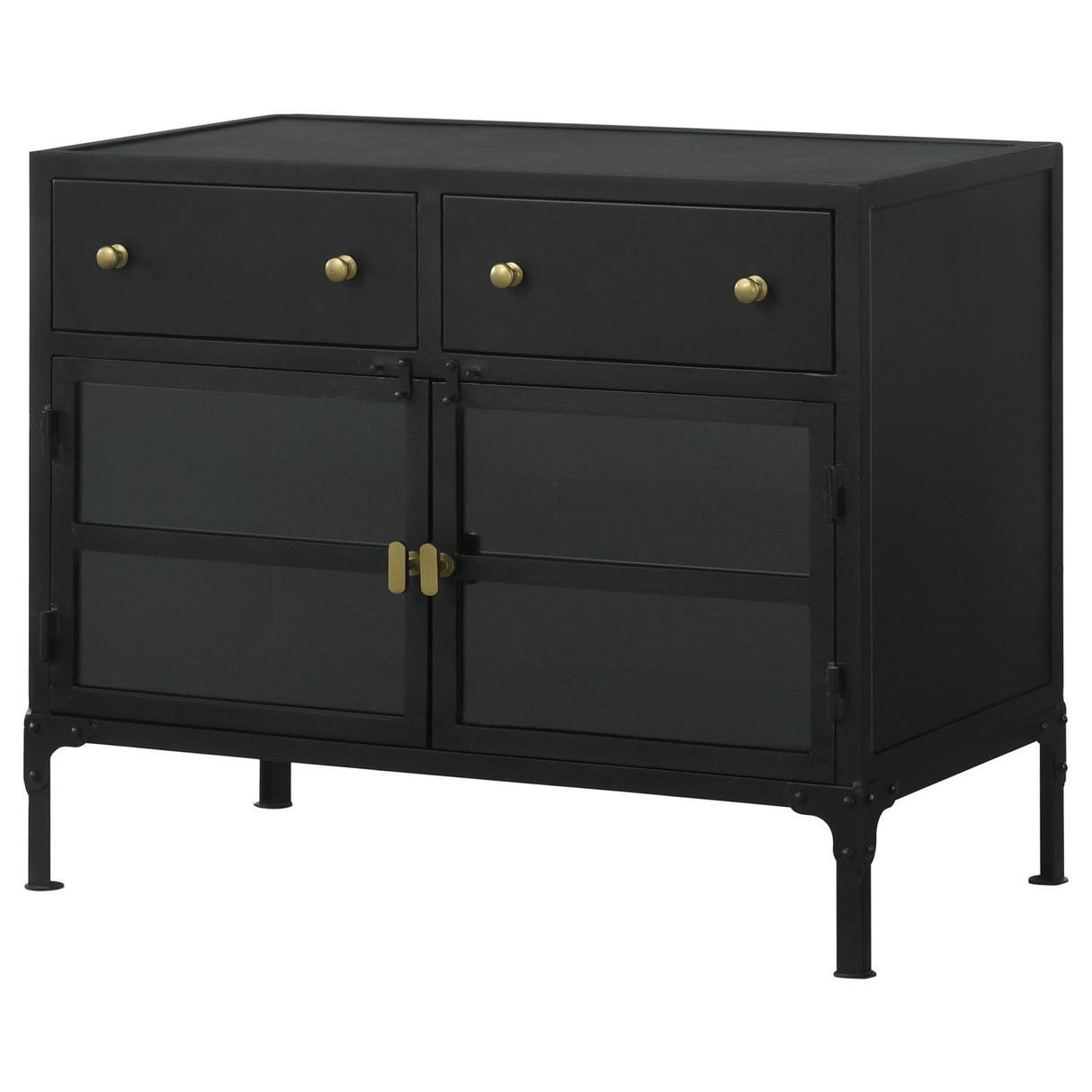 Sadler Black 2-Drawer Accent Cabinet with Glass Doors from Coaster - Luna Furniture