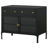 Sadler Black 2-Drawer Accent Cabinet with Glass Doors from Coaster - Luna Furniture