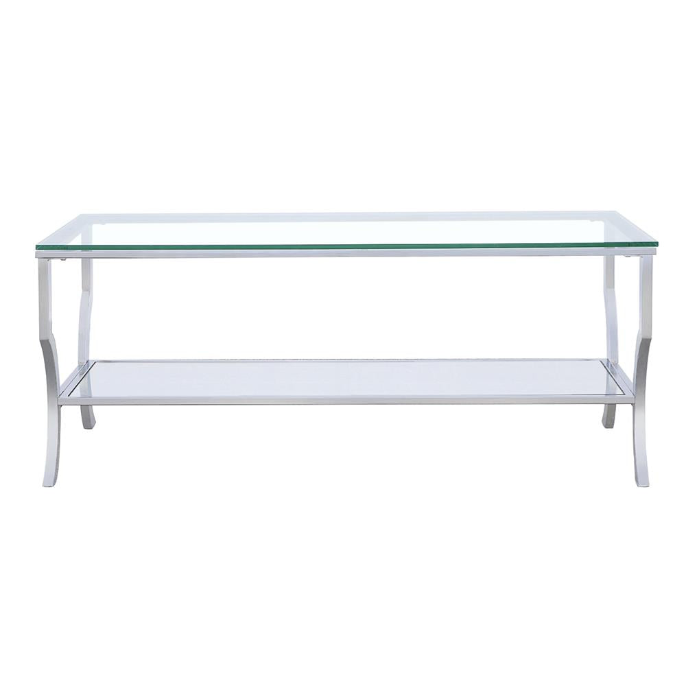 Saide Chrome Rectangular Coffee Table with Mirrored Shelf from Coaster - Luna Furniture