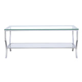 Saide Chrome Rectangular Coffee Table with Mirrored Shelf from Coaster - Luna Furniture